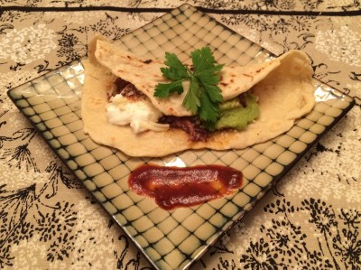 Crock pot beef tacos with homemade flour tortillas