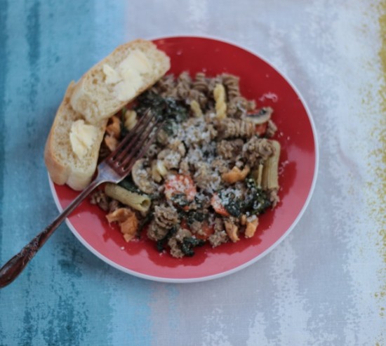 Kale and sausage pasta