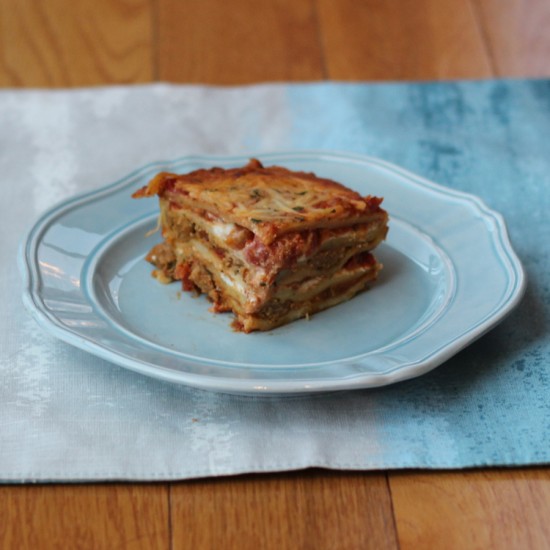 Homemade turkey meatball lasagne