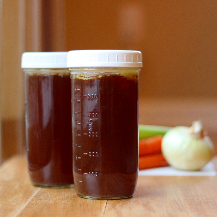 Homemade beef stock from scratch