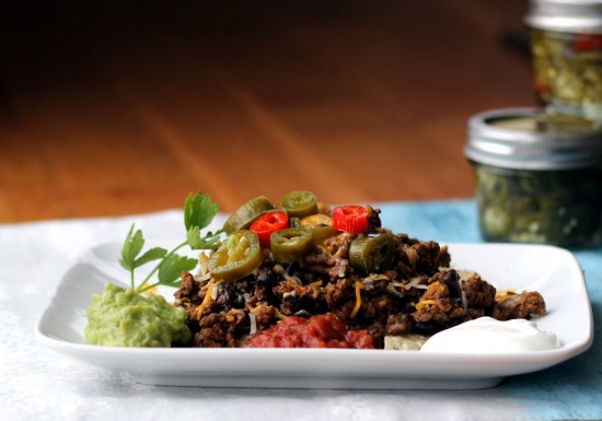 Nachos with fresh pickled jalepenos