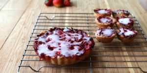 Homemade strawberry tart with shortbread crust